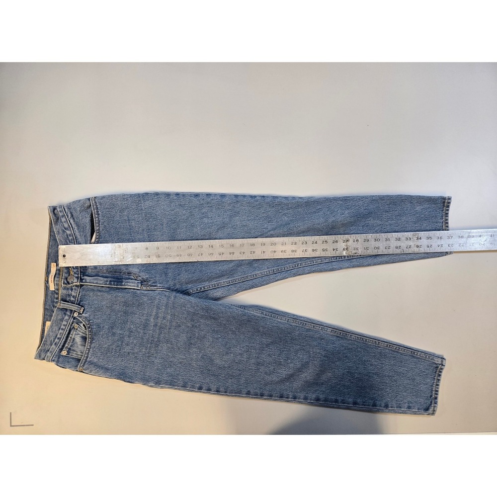 Levis Premium Mom Jeans 27 High Rise Tapered Light Wash Blue Denim Big E - Picture 10 of 11